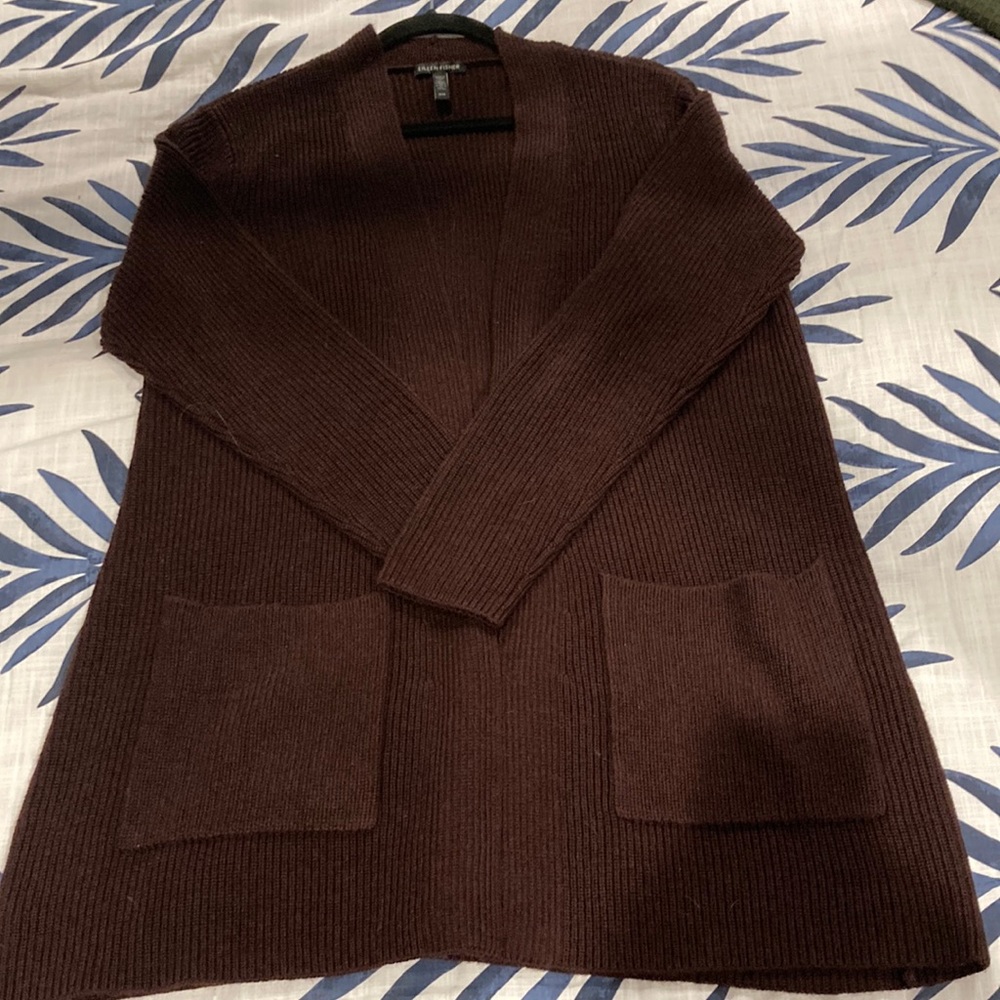 Eileen Fisher Casis Pocket Front Open Long Cardigan
